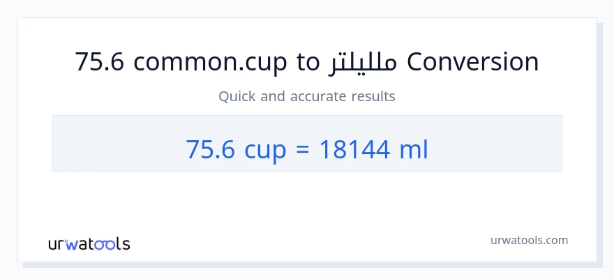 التحويل من 75.6 أكواب إلى ملليلتر