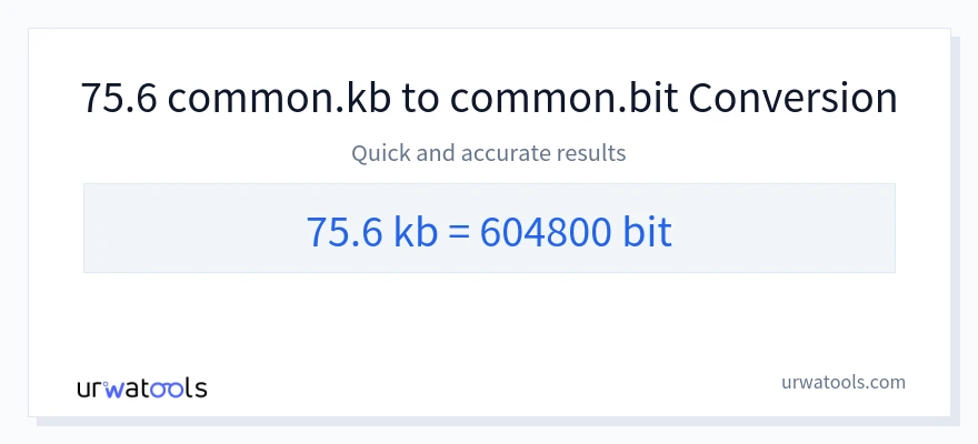 75.6 Kilobytes 到 Bits 轉換