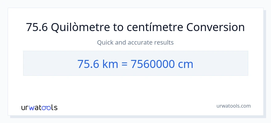 Conversió de 75.6 Quilòmetres a Centímetres