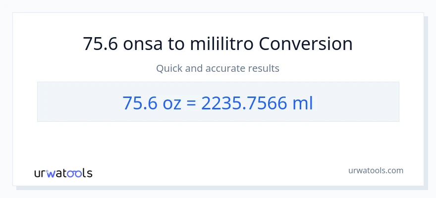 75.6 Mga onsa patungong mga mililitro na conversion