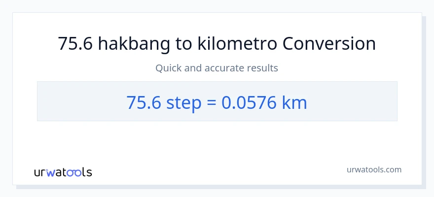 75.6 mga hakbang patungong Kilometro na conversion