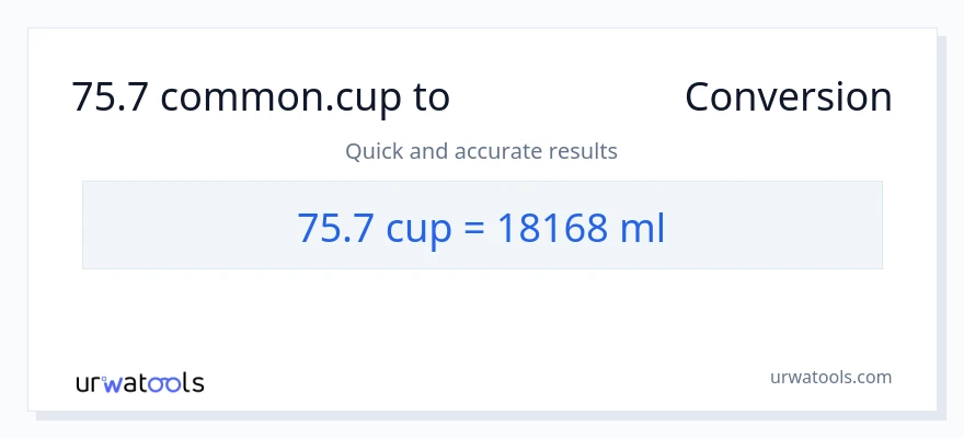 75.7 ಕಪ್‌ಗಳು ರಿಂದ ಮಿಲಿಲೀಟರ್‌ಗಳು ಪರಿವರ್ತನೆ