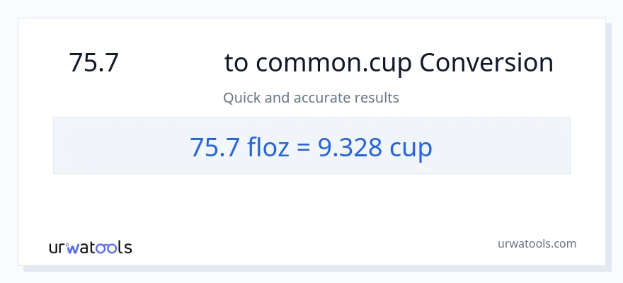 75.7 ദ്രാവക ഔൺസ് ൽ നിന്ന് കപ്പുകൾ ലേക്ക് പരിവർത്തനം