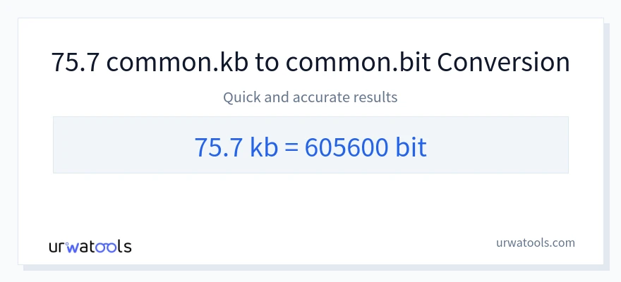 75.7 Kilobytes 到 Bits 轉換