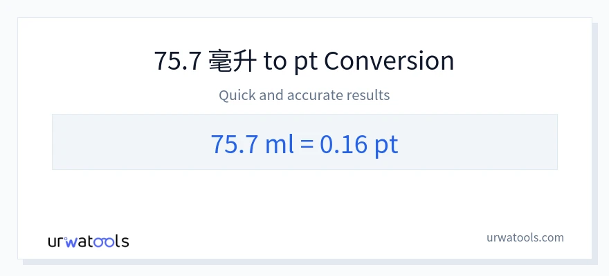 75.7 毫升 到 Pints 轉換