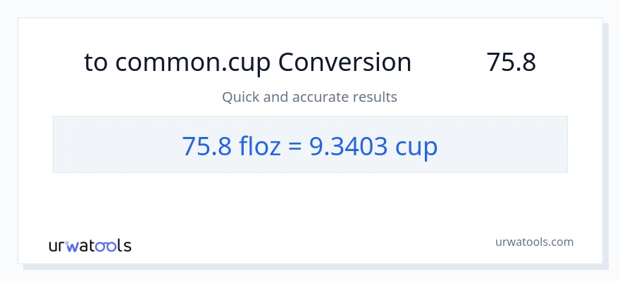 تبدیل 75.8 اونس مایع به فنجان‌ها