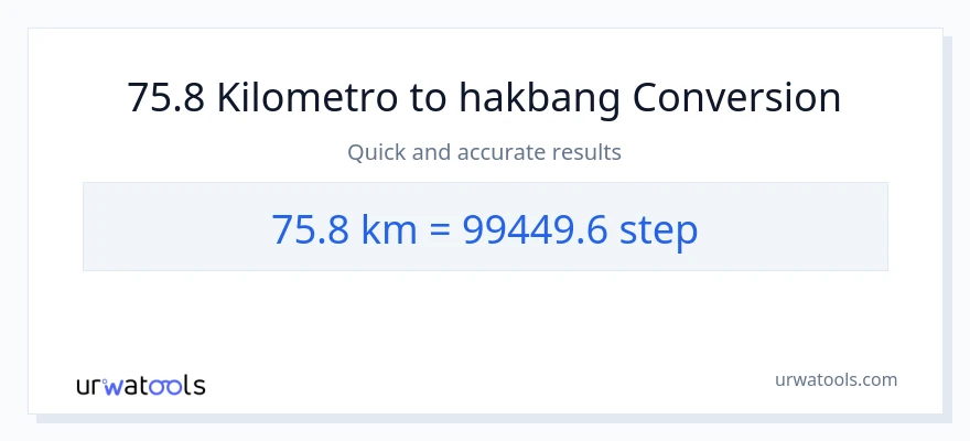 75.8 Kilometro patungong mga hakbang na conversion