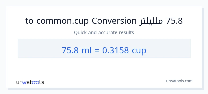 التحويل من 75.8 ملليلتر إلى أكواب