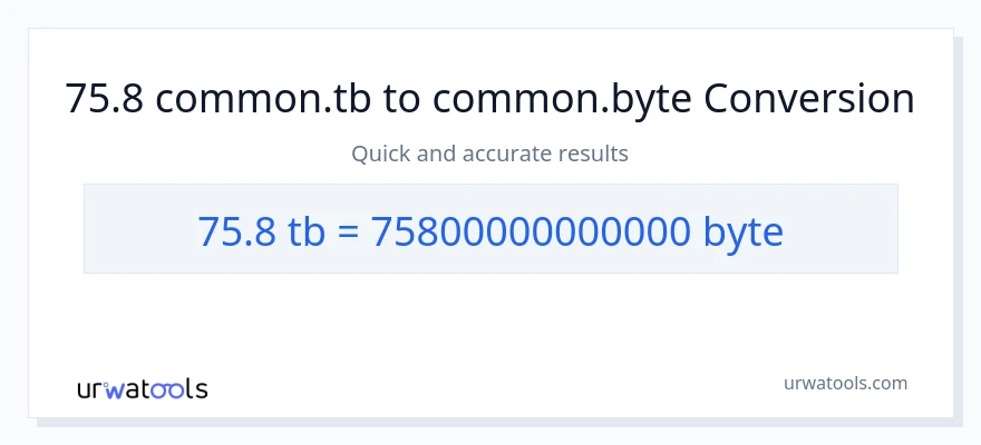 75.8 Terabytes patungong Bytes na conversion