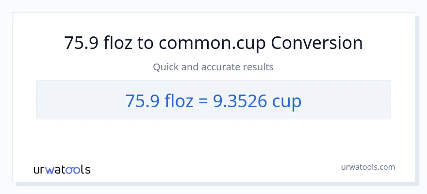 Conversió de 75.9 unces fluides a tasses