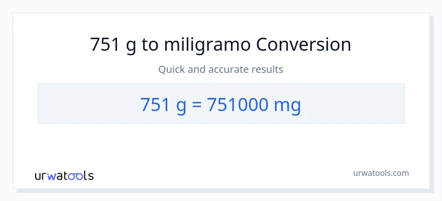 751 Gramo patungong miligramo na conversion