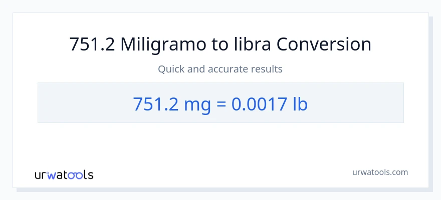 751.2 miligramo patungong Lbs na conversion