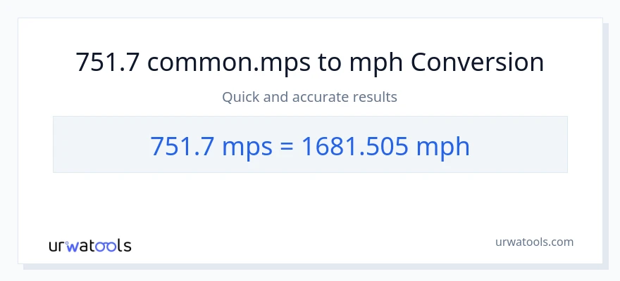 751.7 Meters Per Second patungong milya kada oras na conversion