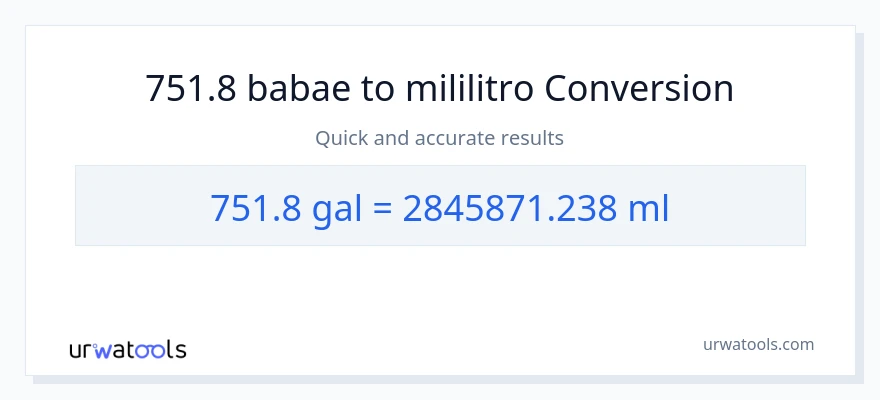 751.8 Mga galon patungong mga mililitro na conversion