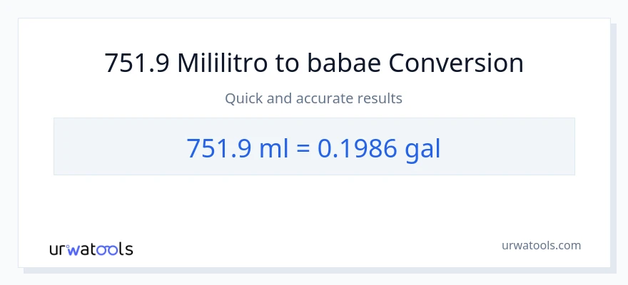 751.9 mga mililitro patungong Mga galon na conversion