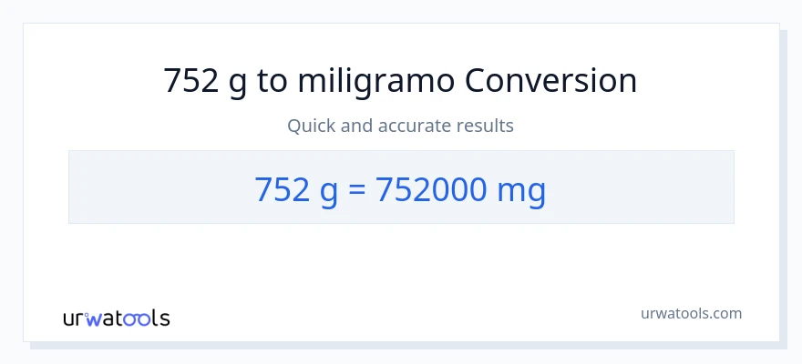 752 Gramo patungong miligramo na conversion