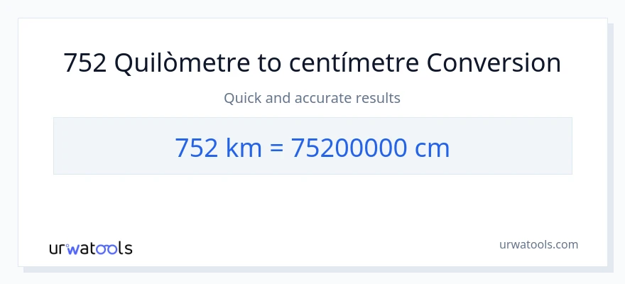 Conversió de 752 Quilòmetres a Centímetres
