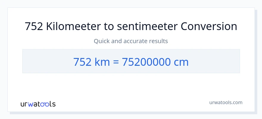 752 Kilomeetrid konversioon Sentimeetrid-ks