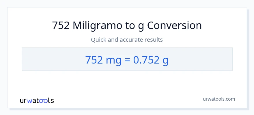 752 miligramo patungong Gramo na conversion