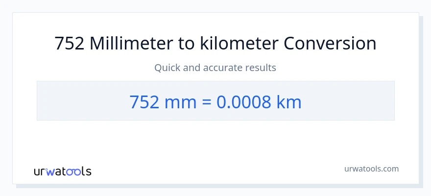 752 millimeter til Kilometer konvertering