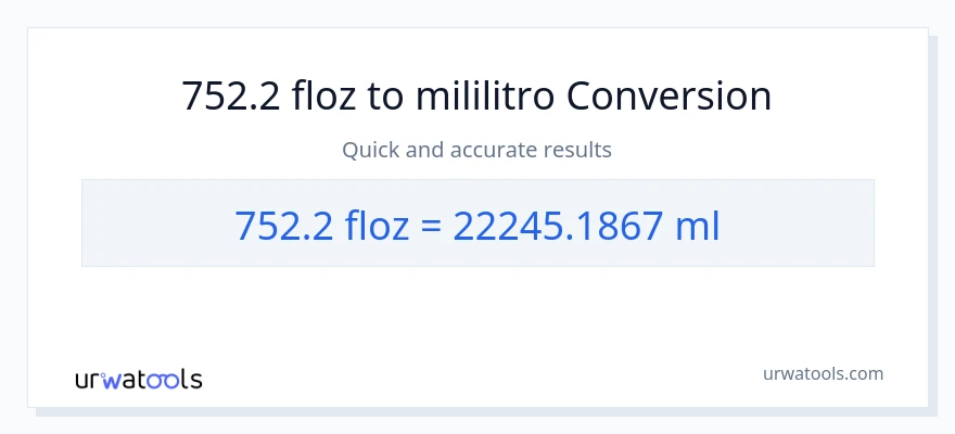 752.2 mga onsa ng likido patungong mga mililitro na conversion
