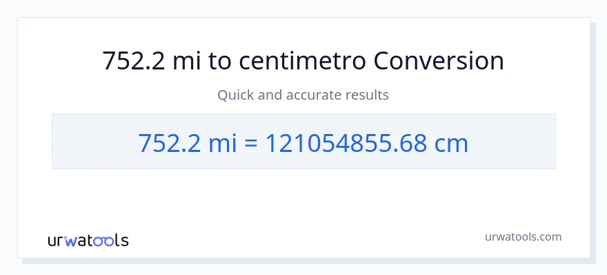 Conversione da 752.2 miglia a Centimetri