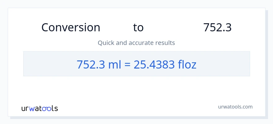 تبدیل 752.3 میلی‌لیتر به اونس مایع