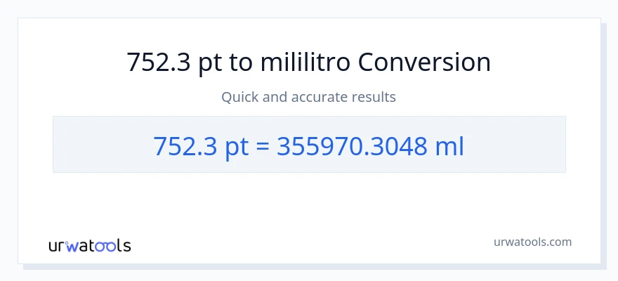 752.3 Pints patungong mga mililitro na conversion