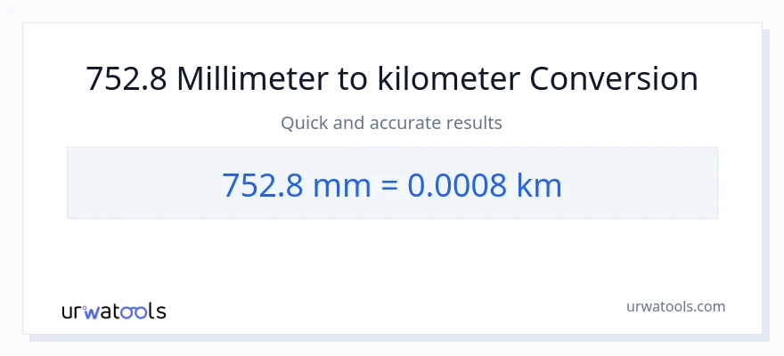 752.8 millimeter til Kilometer konvertering