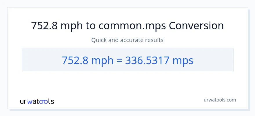752.8 milya kada oras patungong Meters Per Second na conversion