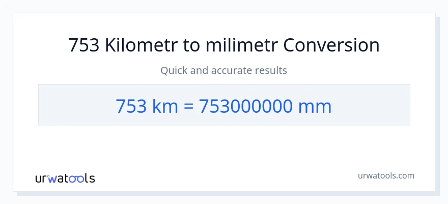 Konwersja 753 Kilometry do milimetry