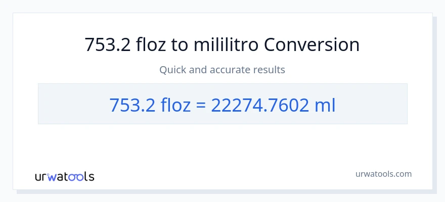753.2 mga onsa ng likido patungong mga mililitro na conversion