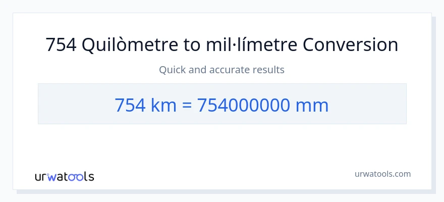 Conversió de 754 Quilòmetres a mil·límetres