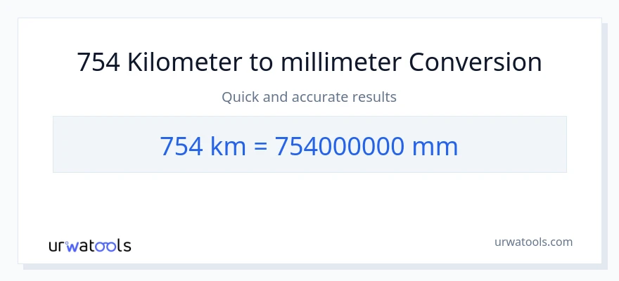754 Kilometer til millimeter konvertering