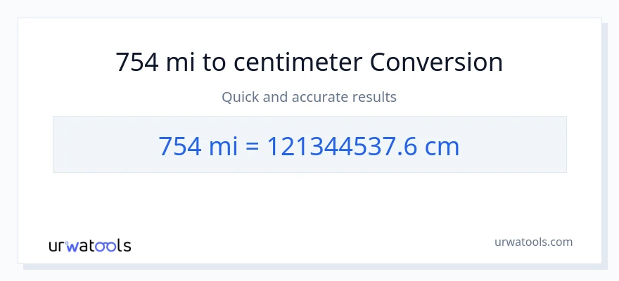 754 miles til Centimeter konvertering