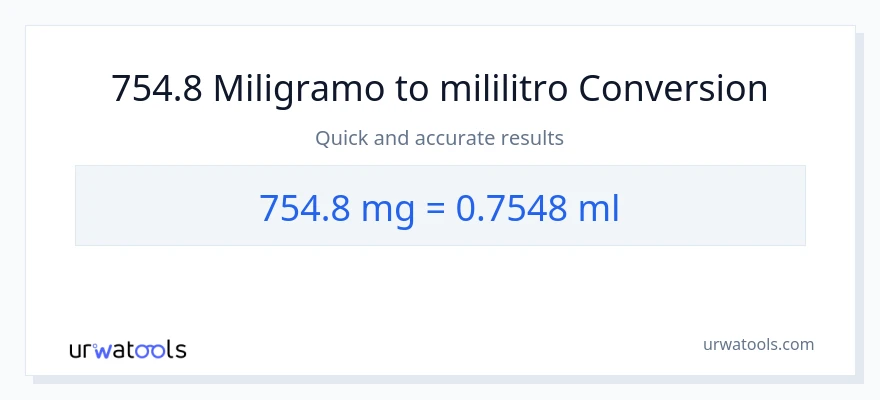 754.8 miligramo patungong mga mililitro na conversion