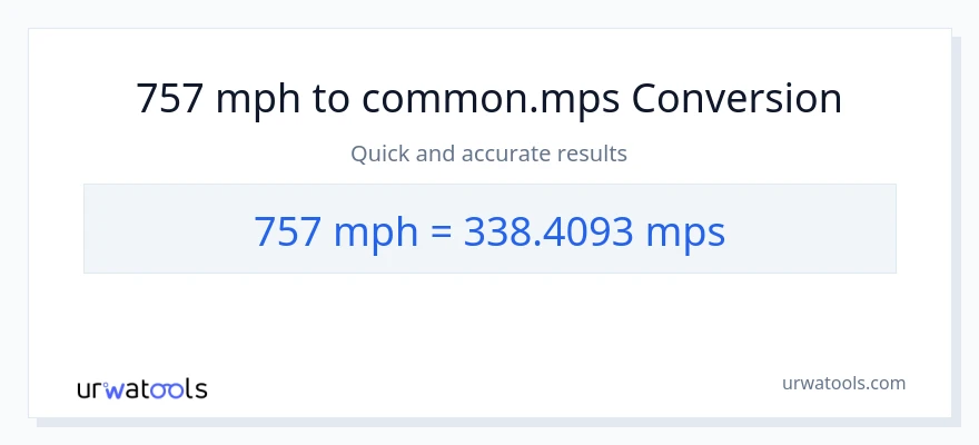 757 milya kada oras patungong Meters Per Second na conversion