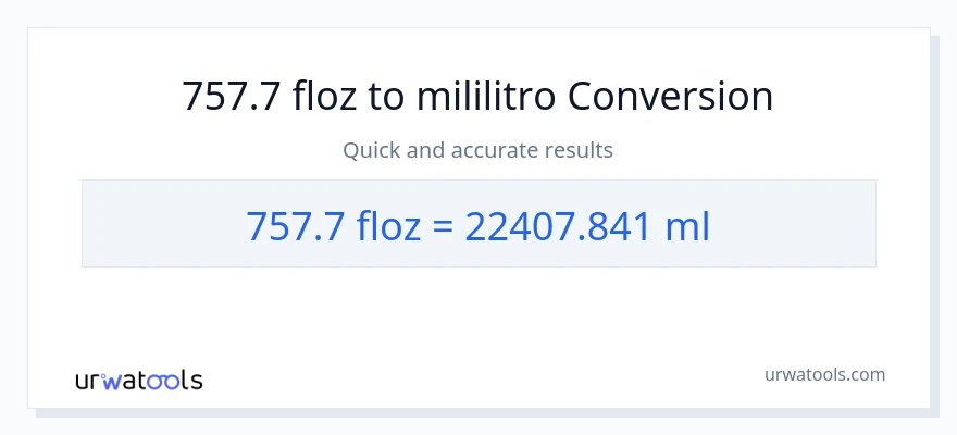 757.7 mga onsa ng likido patungong mga mililitro na conversion