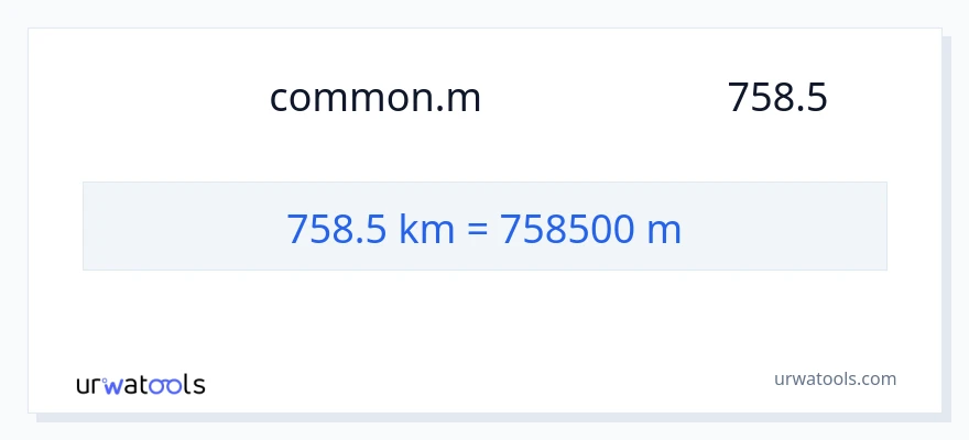 تبدیل 758.5 کیلومتر به متر