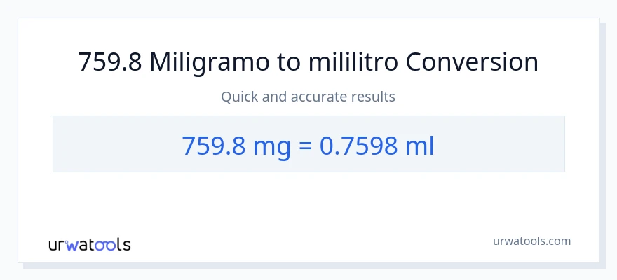 759.8 miligramo patungong mga mililitro na conversion
