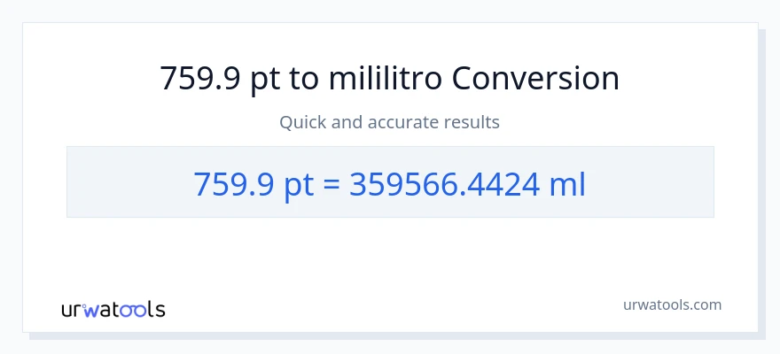 759.9 Pints patungong mga mililitro na conversion