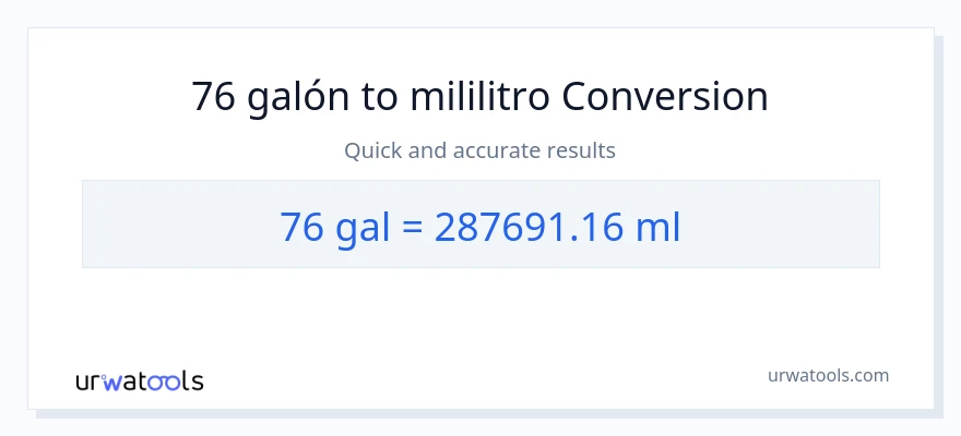 Conversión de 76 Galones a mililitros