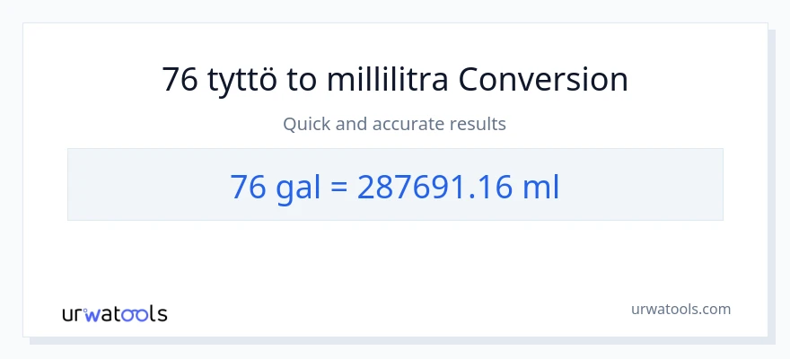 76 Gallonat - millilitraa muunnos