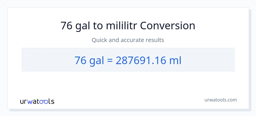 Konwersja 76 Galony do mililitry