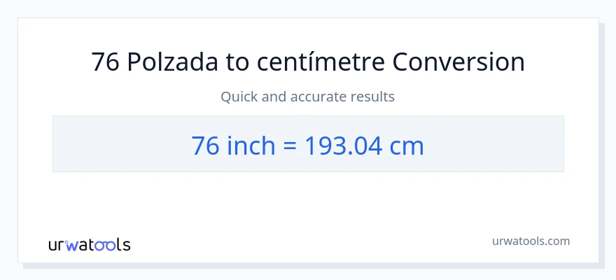 Conversió de 76 Polzades a Centímetres