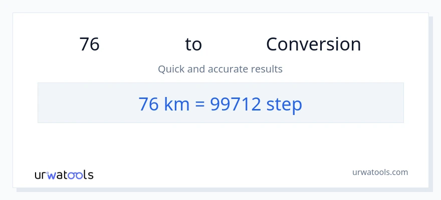 การแปลง 76 กิโลเมตร เป็น ขั้นตอน