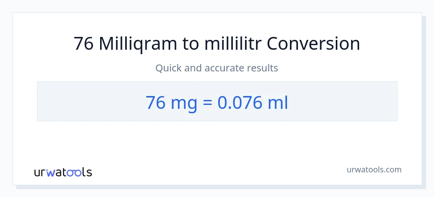 76 milliqram-dən millilitr-ə çevrilmə
