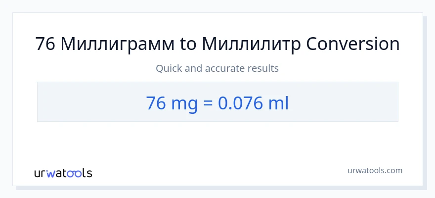 76 миллиграмм-ден миллилитр-ке конверсия