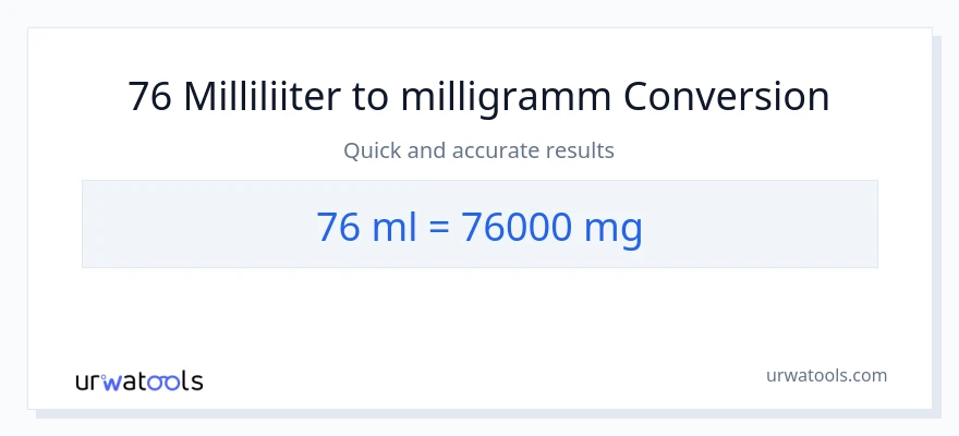 76 milliliitrid konversioon milligrammi-ks