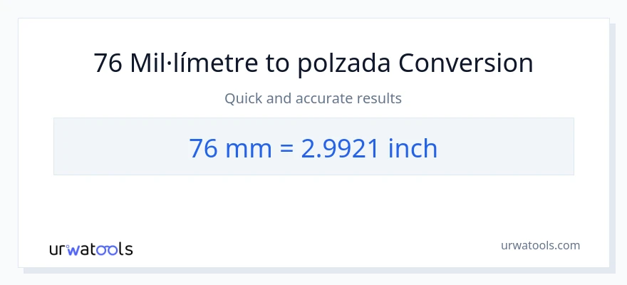 Conversió de 76 mil·límetres a Polzades